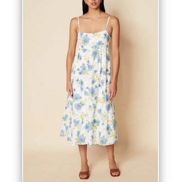 NWT Faithfull the Brand Candace Midi Dress Velma Floral Blue - Picture 2 of 8